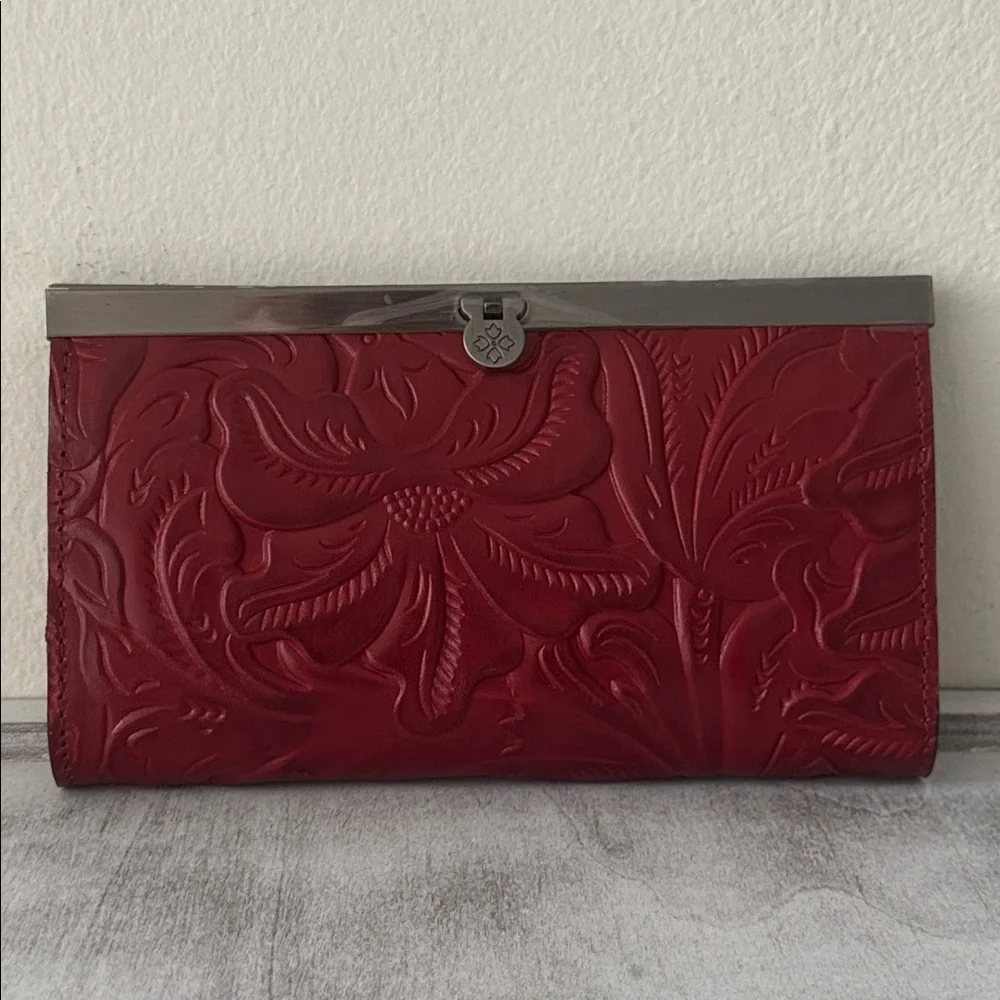 Patricia Nash Wallet Framed Tooled  Cauchy Lava Red